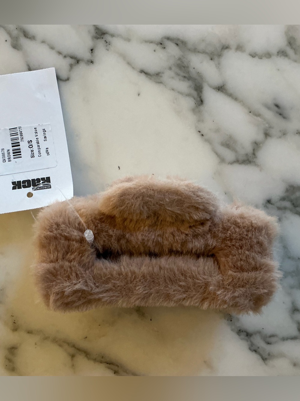 NWT Nordstrom Rack Brown Teddy Faux Fur Claw Hair Clip Strong Grip Oversized